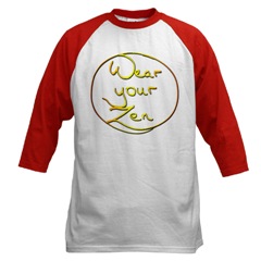 Buddha Zhen's calligraphy and Zen wisdoms on shirts and sweaters.